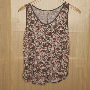 Loft Womens Blue Floral Tank Top Small